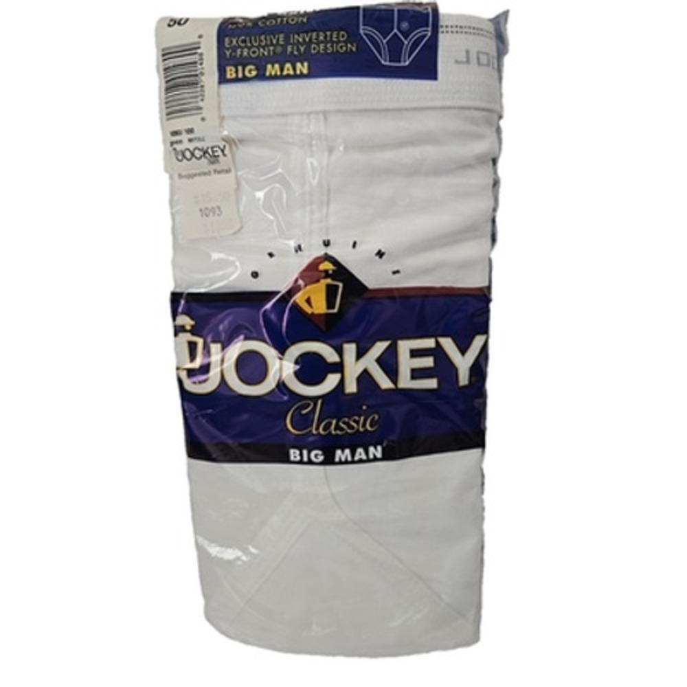 Vintage Jockey Classic Big Man Briefs White 100% Cotton Y-Front 90's Size 50